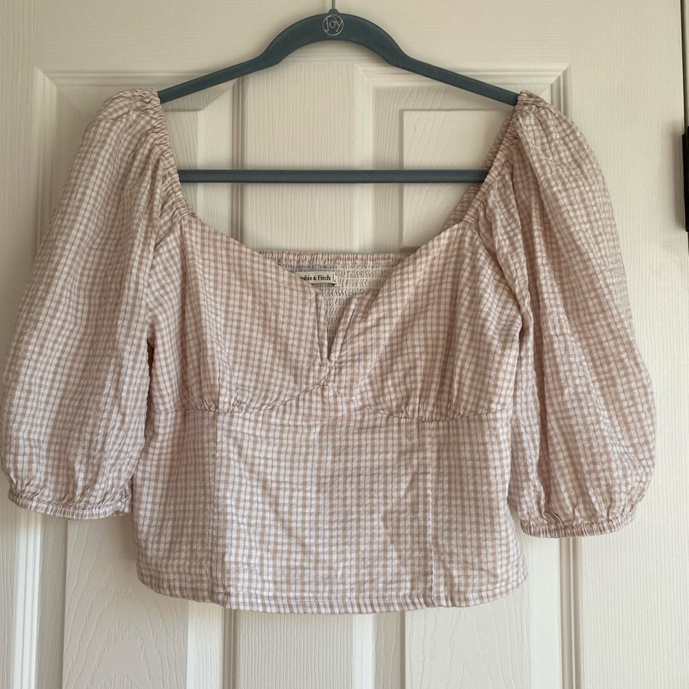 Abercrombie Gingham Puff Sleeve Top